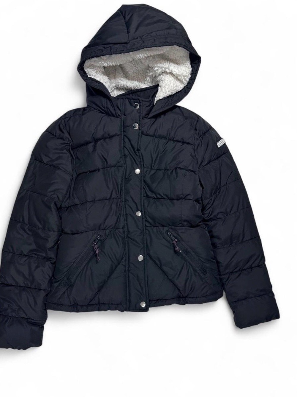 Hollister Black Hooded Sherpa-Lined Puffer Jacket